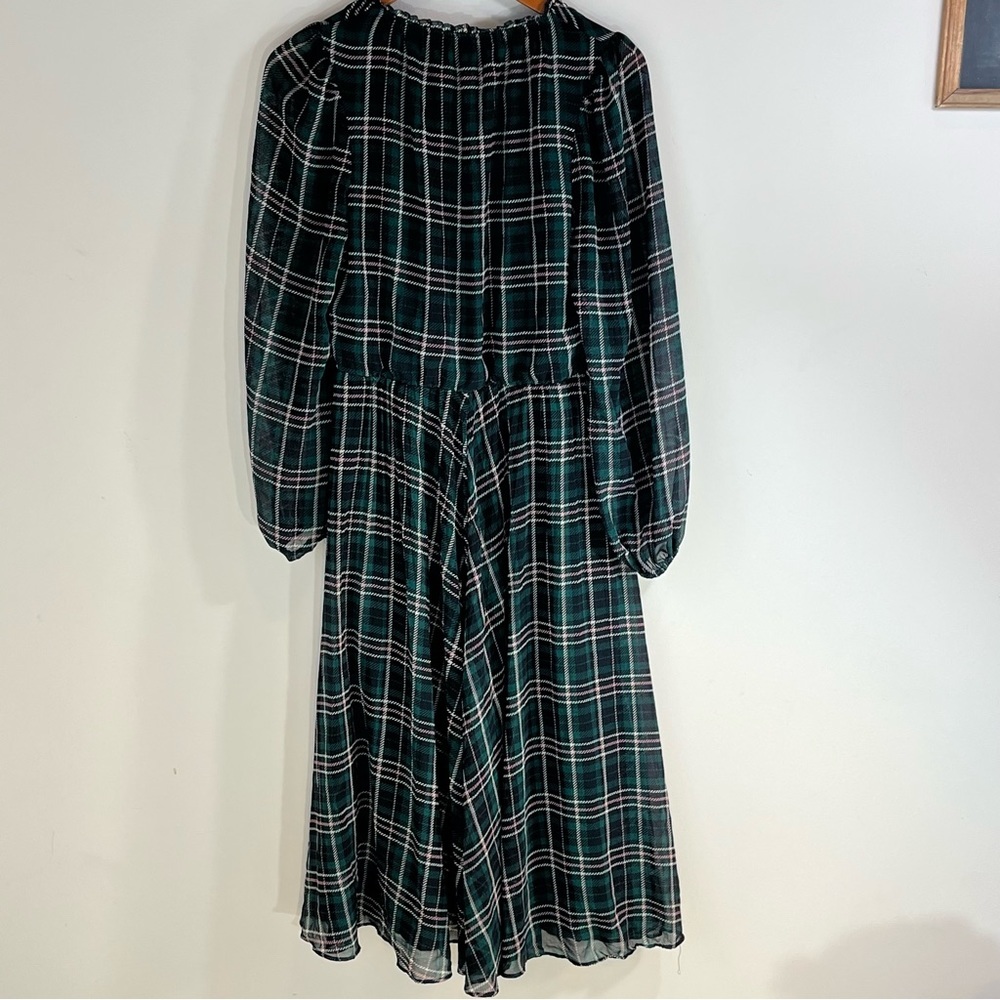 Green Plaid Pleated Midi Dress by Ann Taylor - Picture 8 of 10